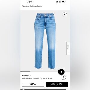 Mother Denim Jeans mid rise rambler